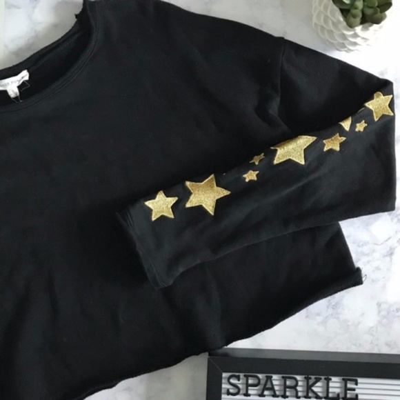 Honey Punch Tops - SALE 5/$25 - Honey Punch Cropped Stars Sweatshirt